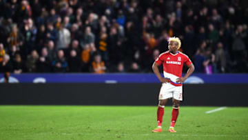 HULL, ENGLAND - APRIL 05: Adama Traore of Middlesbrough looks dejected during the Premier League match between Hull City and Middlesbrough at the KCOM Stadium on April 5, 2017 in Hull, England. (Photo by Michael Regan/Getty Images)