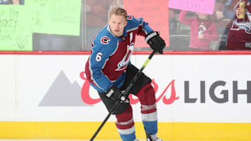 DENVER, CO - JANUARY 19: Erik Johnson #6 of the Colorado Avalanche skates prior to the game against the Los Angeles Kings at the Pepsi Center on January 19, 2019 in Denver, Colorado. The Avalanche defeated the Kings 7-1. (Photo by Michael Martin/NHLI via Getty Images)