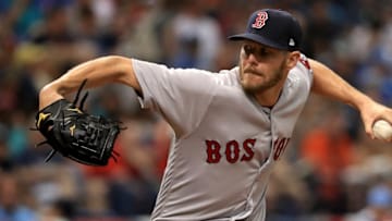FanDuel MLB: ST PETERSBURG, FL - MARCH 29: Chris Sale #41 of the Boston Red Sox pitches during a game against the Tampa Bay Rays on Opening Day at Tropicana Field on March 29, 2018 in St Petersburg, Florida. (Photo by Mike Ehrmann/Getty Images)