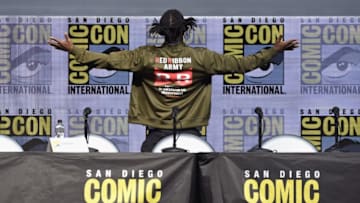 SAN DIEGO, CA - JULY 19: Kofi Kingston onstage during the Dragon Ball Super panel during Comic-Con International 2018 at San Diego Convention Center on July 19, 2018 in San Diego, California. (Photo by Kevin Winter/Getty Images)