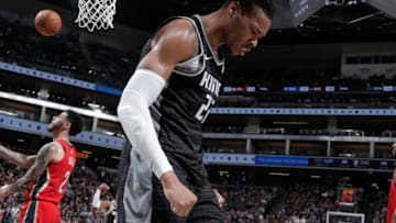 SACRAMENTO, CA - JANUARY 4: Richaun Holmes #22 of the Sacramento Kings reacts to play against the New Orleans Pelicans on January 4, 2020 at Golden 1 Center in Sacramento, California. NOTE TO USER: User expressly acknowledges and agrees that, by downloading and or using this Photograph, user is consenting to the terms and conditions of the Getty Images License Agreement. Mandatory Copyright Notice: Copyright 2020 NBAE (Photo by Rocky Widner/NBAE via Getty Images)