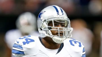 Nov 10, 2013; New Orleans, LA, USA; Dallas Cowboys running back Phillip Tanner (34) against the New Orleans Saints prior to a game at Mercedes-Benz Superdome. Mandatory Credit: Derick E. Hingle-USA TODAY Sports