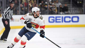 LAS VEGAS, NV - FEBRUARY 28: Mike Hoffman #68 of the Florida Panthers skates during the second period against the Vegas Golden Knights at T-Mobile Arena on February 28, 2019 in Las Vegas, Nevada. (Photo by Jeff Bottari/NHLI via Getty Images)