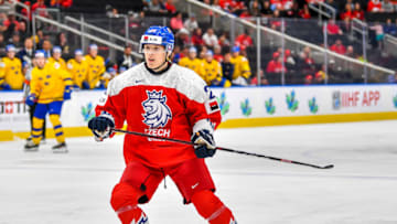 EDMONTON, AB - AUGUST 20: Jiri Kulich #25 of Czechia skates during the game against Czechia in the IIHF World Junior Championship on August 20, 2022 at Rogers Place in Edmonton, Alberta, Canada (Photo by Andy Devlin/ Getty Images)
