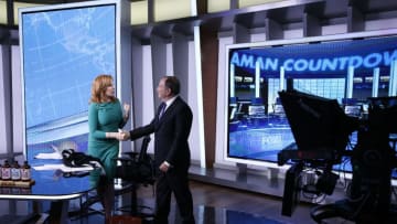 NEW YORK, NEW YORK - OCTOBER 03: Fox anchor Liz Claman interviews NHL Commissioner Gary Bettman during "The Claman Countdown" at Fox Business Network Studios on October 03, 2019 in New York City. (Photo by John Lamparski/Getty Images)
