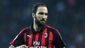 UDINE, ITALY - NOVEMBER 04: Gonzalo Higuain of AC Milan looks on during the Serie A match between Udinese and AC Milan at Stadio Friuli on November 4, 2018 in Udine, Italy. (Photo by Alessandro Sabattini/Getty Images)