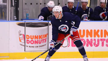 NEW YORK, NY - JUNE 29: New York Rangers Defenseman Brogan Rafferty (71) skates during the New York Rangers Prospect Development Camp on June 29, 2018 at the MSG Training Center in New York, NY. (Photo by Rich Graessle/Icon Sportswire via Getty Images)