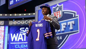 May 8, 2014; New York, NY, USA; Sammy Watkins (Clemson) poses for a photo after being selected as the number four overall pick in the first round of the 2014 NFL Draft to the Buffalo Bills at Radio City Music Hall. Mandatory Credit: Adam Hunger-USA TODAY Sports