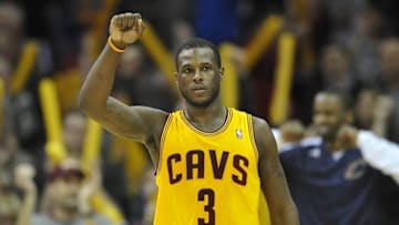 Nov 30, 2013; Cleveland, OH, USA; Cleveland Cavaliers shooting guard Dion Waiters celebrates after a 97-93 win over the Chicago Bulls at Quicken Loans Arena. Mandatory Credit: David Richard-USA TODAY Sports