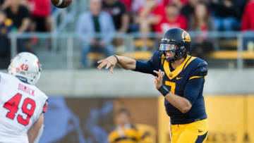 Oct 1, 2016; Berkeley, CA, USA; California Golden Bears quarterback Davis Webb (7) passes the ball against the Utah Utes in the third quarter at Memorial Stadium. Cal won 28-23. Mandatory Credit: John Hefti-USA TODAY Sports