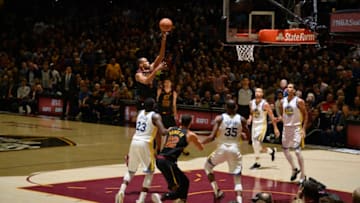 CLEVELAND, OH - JUNE 6: Rodney Hood #1 of the Cleveland Cavaliers shoots the ball against the Golden State Warriors in Game Three of the 2018 NBA Finals on June 6, 2018 at Quicken Loans Arena in Cleveland, Ohio. NOTE TO USER: User expressly acknowledges and agrees that, by downloading and/or using this Photograph, user is consenting to the terms and conditions of the Getty Images License Agreement. Mandatory Copyright Notice: Copyright 2018 NBAE (Photo by Jesse D. Garrabrant/NBAE via Getty Images)