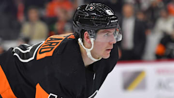 Apr 2, 2022; Philadelphia, Pennsylvania, USA; Philadelphia Flyers defenseman Ronnie Attard (47) against the Toronto Maple Leafs at Wells Fargo Center. Mandatory Credit: Eric Hartline-USA TODAY Sports