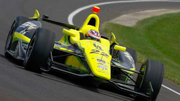 INDIANAPOLIS, IN - MAY 19: Sage Karam driver of the #22 Dreyer-Reinbold Chevrolet Dallara is seen on the track during practice for the Indy 500 at the Indianapolis Motor Speedway on May 19, 2014 in Indianapolis, Indiana. (Photo by Michael Hickey/Getty Images)