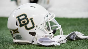 Nov 29, 2014; Arlington, TX, USA; A view of the Baylor Bears helmet before the game between the Bears and the Texas Tech Red Raiders at AT&T Stadium. Mandatory Credit: Jerome Miron-USA TODAY Sports