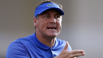 STARKVILLE, MS - SEPTEMBER 29: Head coach Dan Mullen of the Florida Gators reacts during the first half against the Mississippi State Bulldogs at Davis Wade Stadium on September 29, 2018 in Starkville, Mississippi. (Photo by Jonathan Bachman/Getty Images)