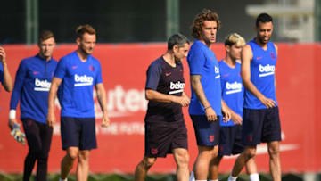 BARCELONA, SPAIN - JULY 15: Antoine Griezmann of FC Barcelona looks on during a training session at Ciutat Esportiva of Sant Joan Despi on July 15, 2019 in Barcelona, Spain. (Photo by David Ramos/Getty Images)