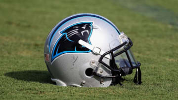 SPARTANBURG, SC - AUGUST 03: A helmet of the Carolina Panthers on the ground during training camp at Wofford College on August 3, 2011 in Spartanburg, South Carolina. (Photo by Streeter Lecka/Getty Images)
