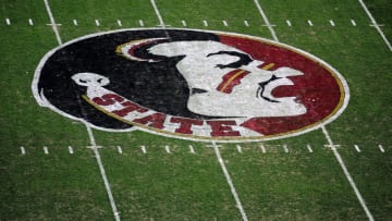 TALLAHASSEE, FL - NOVEMBER 24: Detailed view of the Florida State Seminoles logo during a game against the Florida Gators at Doak Campbell Stadium on November 24, 2012 in Tallahassee, Florida. Florida would win the game 37-26. (Photo by Stacy Revere/Getty Images)