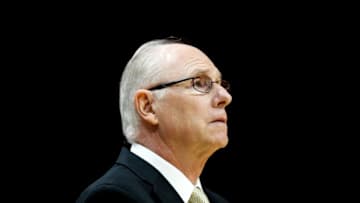 MIAMI, FL - DECEMBER 01: Head coach Jim Larranaga of the Miami Hurricanes looks on against the Yale Bulldogs during the HoopHall Miami Invitational at American Airlines Arena on December 1, 2018 in Miami, Florida. (Photo by Michael Reaves/Getty Images)