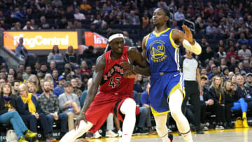 Pascal Siakam, Toronto Raptors and Jonathan Kuminga, Golden State Warriors. Photo by Thearon W. Henderson/Getty Images