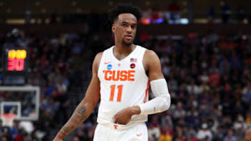 SALT LAKE CITY, UTAH - MARCH 21: Oshae Brissett #11 of the Syracuse Orange looks on as they play against the Baylor Bears during the first half in the first round of the 2019 NCAA Men's Basketball Tournament at Vivint Smart Home Arena on March 21, 2019 in Salt Lake City, Utah. (Photo by Tom Pennington/Getty Images)