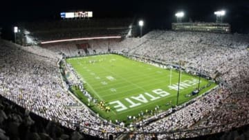 Oct 12, 2013; University Park, PA, USA; A general view of the Beaver Stadium during the third quarter between the Penn State Nittany Lions and the Michigan Wolverines. Penn State defeated Michigan 43-40 in overtime. Mandatory Credit: Matthew O