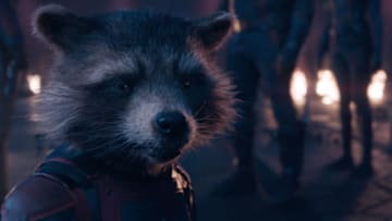 Rocket (voiced by Bradley Cooper) in Marvel Studios' Guardians of the Galaxy Vol. 3. Photo courtesy of Marvel Studios. © 2023 MARVEL.