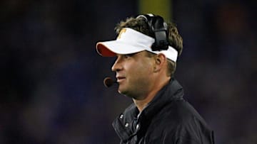 LEXINGTON, KY - NOVEMBER 28: Lane Kiffin the Head Coach of the Tennessee Volunteers looks on during the SEC game against the Kentucky Wildcats at Commonwealth Stadium on November 28, 2009 in Lexington, Kentucky. (Photo by Andy Lyons/Getty Images)