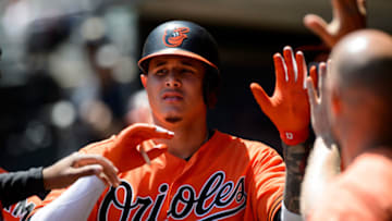 MINNEAPOLIS, MN - JULY 7: Manny Machado #13 of the Baltimore Orioles celebrates hitting a sacrifice against the Minnesota Twins during the game on July 7, 2018 at Target Field in Minneapolis, Minnesota. The Twins defeated the Orioles 5-4. (Photo by Hannah Foslien/Getty Images)