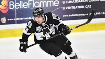 BOISBRIAND, QC - NOVEMBER 23: Joel Teasdale #24 of the Blainville-Boisbriand Armada skates against the Rimouski Oceanic during the QMJHL game at Centre d'Excellence Sports Rousseau on November 23, 2018 in Boisbriand, Quebec, Canada. The Rimouski Oceanic defeated the Blainville-Boisbriand Armada 3-2. (Photo by Minas Panagiotakis/Getty Images)