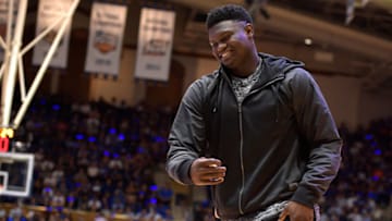 DURHAM, NC - OCTOBER 20: High school basketball player Zion Williamson (Spartanburg Day School - Spartanburg, SC) attends Duke Countdown To Craziness at Cameron Indoor Stadium on October 20, 2017 in Durham, North Carolina. (Photo by Lance King/Getty Images)