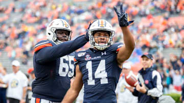 Wide receiver Zach Farrar #14 of the Auburn Tigers (Photo by Michael Chang/Getty Images)