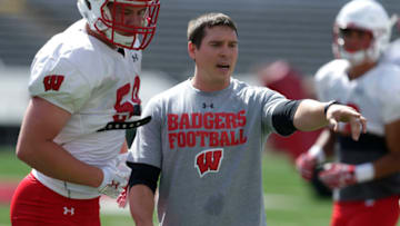 June 31, 2017; Madison, WI, USA; Wisconsin Badgers defensive coordinator Jim Leonhard during training camp at Camp Randall Stadium. Mandatory Credit: Mark Hoffman/Milwaukee Journal Sentinel via USA TODAY NETWORK