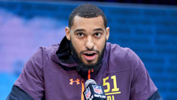 INDIANAPOLIS, IN - MARCH 02: Mississippi State edge rusher Montez Sweat answers questions from the media during the NFL Scouting Combine on March 02, 2019 at the Indiana Convention Center in Indianapolis, IN. (Photo by Robin Alam/Icon Sportswire via Getty Images)