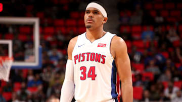 DETROIT, MI - OCTOBER 23: Tobias Harris #34 of the Detroit Pistons during the game against the Philadelphia 76ers on October 23, 2017 at Little Caesars Arena in Detroit, Michigan. NOTE TO USER: User expressly acknowledges and agrees that, by downloading and/or using this photograph, user is consenting to the terms and conditions of the Getty Images License Agreement. Mandatory Copyright Notice: Copyright 2017 NBAE (Photo by Brian Sevald/NBAE via Getty Images)