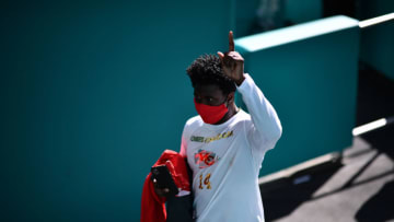 MIAMI GARDENS, FLORIDA - DECEMBER 13: Sammy Watkins #14 of the Kansas City Chiefs heads to the locker room prior to the game against the Miami Dolphins at Hard Rock Stadium on December 13, 2020 in Miami Gardens, Florida. (Photo by Mark Brown/Getty Images)