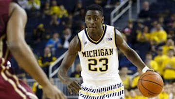 Nov 16, 2015; Ann Arbor, MI, USA; Michigan Wolverines guard Caris LeVert (23) moves the ball in the first half against the Elon Phoenix at Crisler Center. Mandatory Credit: Rick Osentoski-USA TODAY Sports