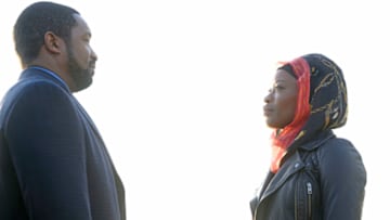 Coroner -- "Fire Part 2" -- Image Number: COR208_0116r.jpg -- Pictured (L-R): Roger Cross as Detective Donovan "Mac" McAvoy and Olunike Adeliyi as Noor Ermias -- Photo: © 2020 Muse Entertainment Enterprises, Inc.