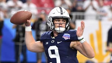 GLENDALE, AZ - DECEMBER 30: Trace McSorley #9 of Penn State Nittany Lions prepares for a game against the Washington Huskies during the Playstation Fiesta Bowl at University of Phoenix Stadium on December 30, 2017 in Glendale, Arizona. (Photo by Norm Hall/Getty Images)