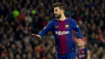 Gerard Piqué during the spanish Copa del Rey (King's cup) match between FC Barcelona and RDC Espanyol at the Camp Nou Stadium in Barcelona, Catalonia, Spain on January 25,2018 (Photo by Miquel Llop/NurPhoto via Getty Images)