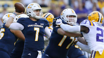 BATON ROUGE, LA - SEPTEMBER 09: Nick Tiano #7 of the Chattanooga Mocs throws the ball during the first half of a game against the Chattanooga Mocs at Tiger Stadium on September 9, 2017 in Baton Rouge, Louisiana. (Photo by Jonathan Bachman/Getty Images)
