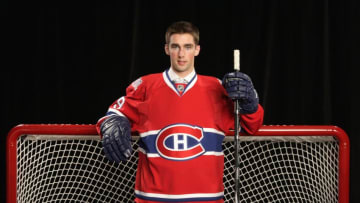 MONTREAL,QC - JUNE 26: Louis Leblanc poses for a portrait after being selected by the Montreal Canadiens 18th overall during the first round of the 2009 NHL Entry Draft at the Bell Centre on June 26, 2009 in Montreal, Quebec, Canada. (Photo by Jamie Squire/Getty Images)