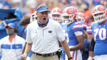 Oct 3, 2020; Gainesville, FL, USA; Florida Gators head coach Dan Mullen reacts during a game against South Carolina at Ben Hill Griffin Stadium, in Gainesville, Fla. Oct. 3, 2020. Mandatory Credit: Brad McClenny-USA TODAY NETWORK ORIG FILE ID: 20201003_jla_usa_187.jpgUsp Ncaa Football South Carolina At Florida S Fbc Usa Fl