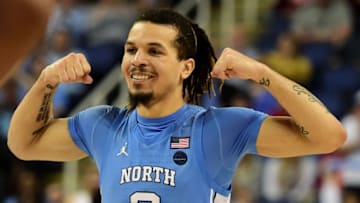 GREENSBORO, NORTH CAROLINA - MARCH 10: Cole Anthony #2 of the North Carolina Tar Heels reacts following a play against the Virginia Tech Hokies during their game in the first round of the 2020 Men's ACC Basketball Tournament at Greensboro Coliseum on March 10, 2020 in Greensboro, North Carolina. (Photo by Jared C. Tilton/Getty Images)