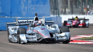 Mar 12, 2016; St. Petersburg, FL, USA; Verizon IndyCar Series driver Juan Pablo Montoya (2) during practice for the Grand Prix of St. Petersburg at streets of St. Petersburg. Mandatory Credit: Jasen Vinlove-USA TODAY Sports