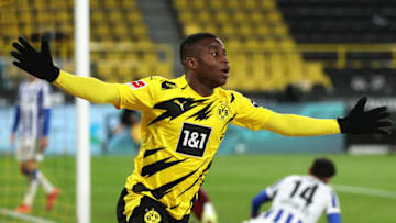 Youssoufa Moukoko sealed the win in the second half. (Photo by Lars Baron/Getty Images)