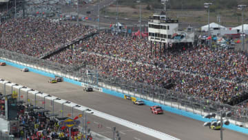 March 2, 2014: A view from high on the hill above Phoenix International Raceway. Kevin Harvick, driver of the #4 Jimmy John's Chevrolet won todays 10th Annual The Profit on CNBC 500 presented by Small Business Fueling America at Phoenix International Raceway in Phoenix, AZ. (Photo by Brad Schloss/Icon SMI/Corbis via Getty Images)