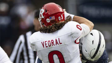 Noah Vedral #0 of the Rutgers Scarlet Knights (Photo by Scott Taetsch/Getty Images)