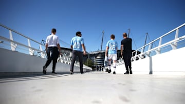 MANCHESTER, ENGLAND - SEPTEMBER 21: Fans walk to the stadium prior to the Premier League match between Manchester City and Watford FC at Etihad Stadium on September 21, 2019 in Manchester, United Kingdom. (Photo by Jan Kruger/Getty Images)