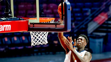 Nov 25, 2020; Champaign, Illinois, USA; Illinois Fighting Illini center Kofi Cockburn (21) goes up for a shot against the North Carolina A&T Aggies during the first half at the State Farm Center. Mandatory Credit: Patrick Gorski-USA TODAY Sports